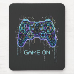  ​Cyberpunk Gaming Controller - Neon Game On Tech  Mouse Pad