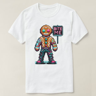 Cyberpunk Gingerbread Man - "Bite Me" Christmas T-Shirt