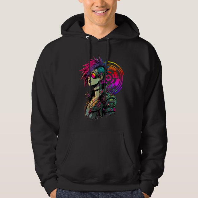 Cyberpunk Girl Hoodie (Front)