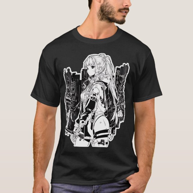 Cyberpunk girl style T-Shirt (Front)