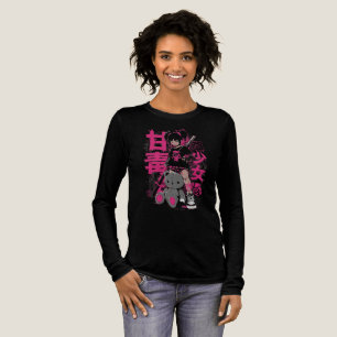 Cyberpunk Girl with Teddy – Dark Anime Punk Art Tri-Blend Shirt