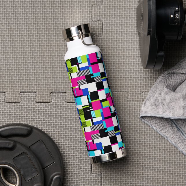 Cyberpunk Glitch Aesthetic Water Bottle (Gym (Rotated))