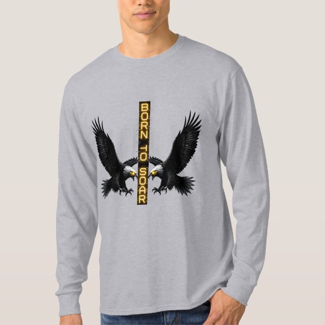 Cyberpunk Glitch Eagle Long Sleeve Shirt (Front)