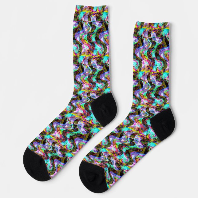 Cyberpunk Glitched Signal Socks (Left)