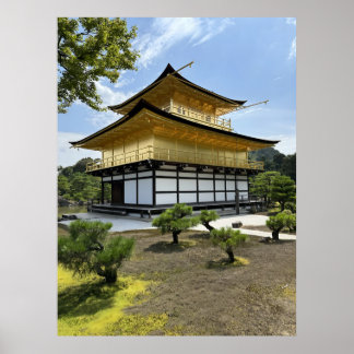 Cyberpunk Golden Pavilion Style Temple in Future Poster