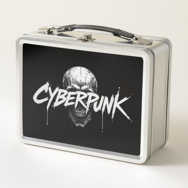 Cyberpunk Graffiti Skull | Metal Lunch Box (Front)