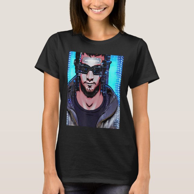 Cyberpunk Hacker Computer Geek design_6 T-Shirt (Front)