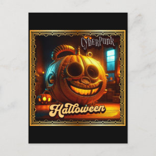 CYBERPUNK HALLOWEEN PUMPKIN POSTCARD