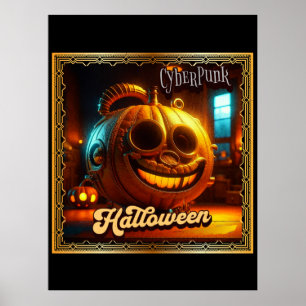 CYBERPUNK HALLOWEEN PUMPKIN POSTER