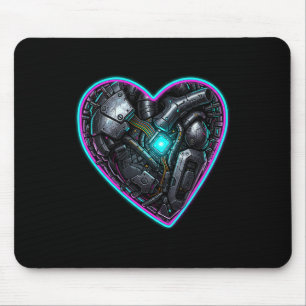Cyberpunk Heart Valentine Pulse Mouse Pad