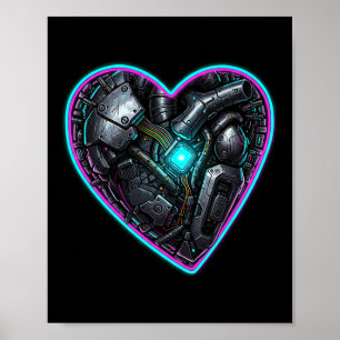 Cyberpunk Heart Valentine Pulse  Poster