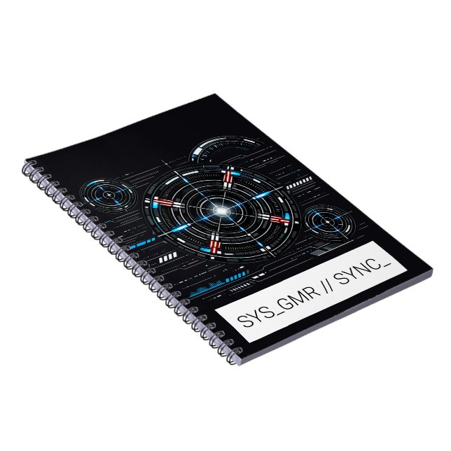 Cyberpunk HUD Telemetry Neon Red Black Classic  Notebook (Right Side)