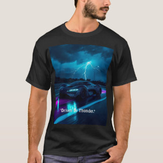 Cyberpunk Hypercar Lightning Storm Neon Graphic T- T-Shirt