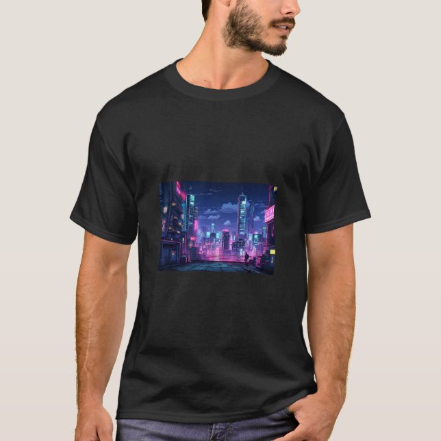Cyberpunk Japan Rooftop T-Shirt (Front)