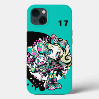 Cyberpunk Kawaii Anime Girl Custom Number iPhone 13 Case
