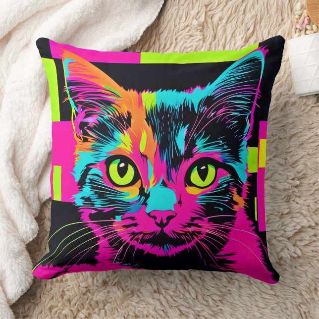 Cyberpunk Kitty Art Cushion (Blanket)