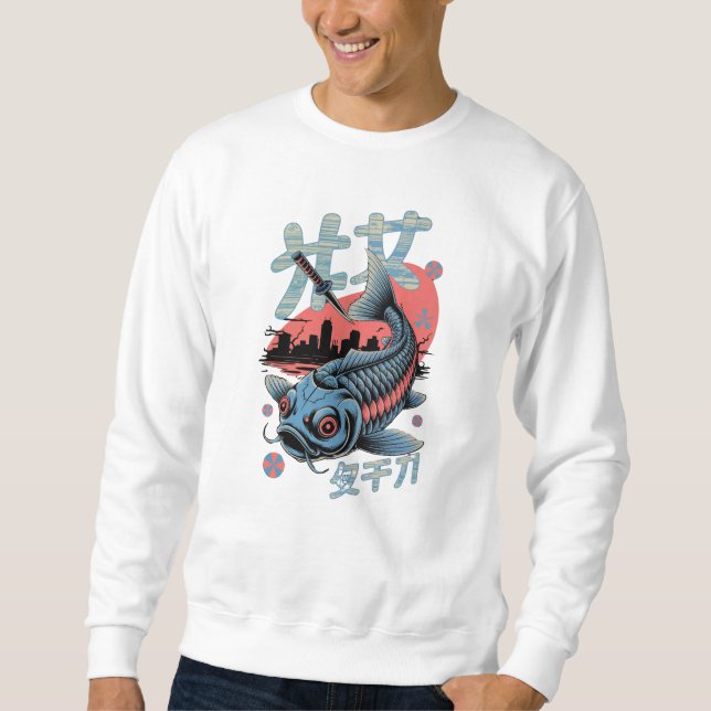 Cyberpunk Koi – Futuristic Japanese Fish  Sweatshirt (Front)