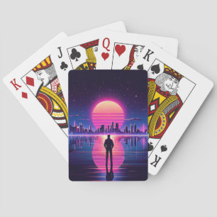 Cyberpunk Man Playing Cards