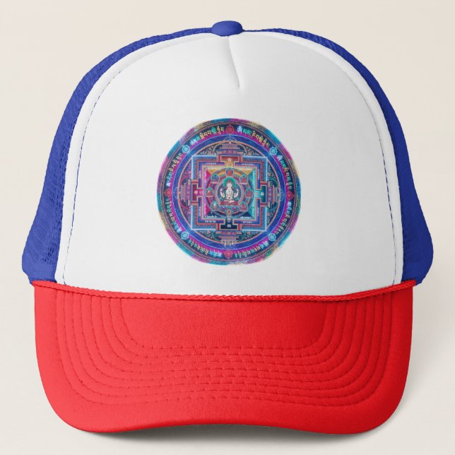 Cyberpunk Mandala Trucker Hat (Front)