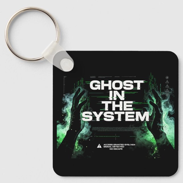 Cyberpunk Matrix Ghost Keychain (Front)
