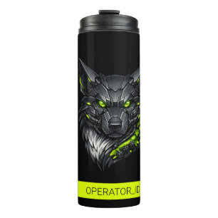 Cyberpunk Mecha Wolf Custom Name Thermal Tumbler