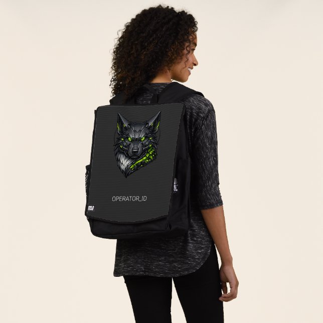 Cyberpunk Mecha Wolf Custom Operator ID Backpack (Worn)