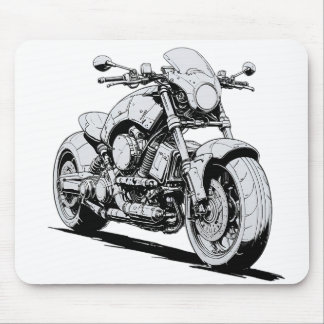 Cyberpunk Motorcycle Ink Drawing Mousepad