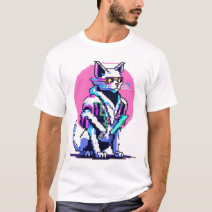 Cyberpunk Neon Cat Blade Master T-Shirt