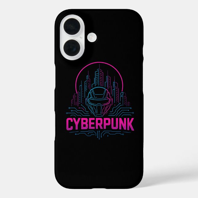 Cyberpunk Neon City Logo – Futuristic Tech Aesthet Case-Mate iPhone Case (Back)