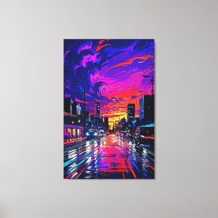 Cyberpunk Neon Cityscape Canvas Print