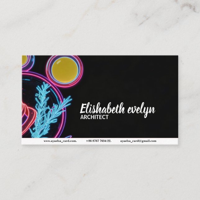Cyberpunk Neon Culinary D543 Business Card (Front)