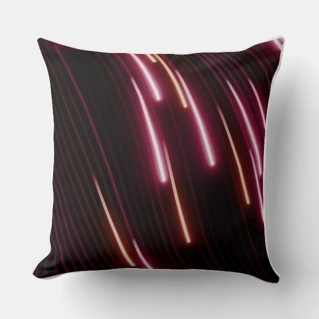 Cyberpunk Neon Light Trails Abstract Throw Pillow (Front)