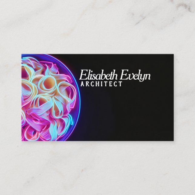 Cyberpunk Neon Pasta Bowl Artwork v53 Business Card (Front)
