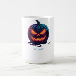Cyberpunk Neon Pumpkin Halloween Coffee Mug