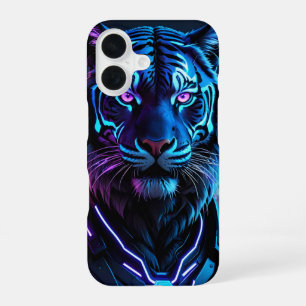 Cyberpunk Neon Tiger With Futuristic City iPhone 16 Case