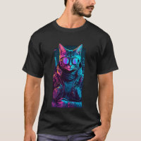Cyberpunk neon twilight cat glasses soldier black 