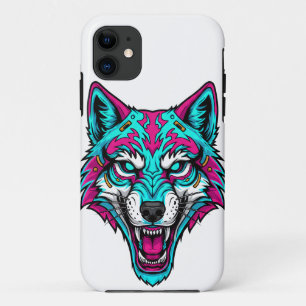 Cyberpunk Neon Wolf - Synthwave Robotic Animal Case-Mate iPhone Case
