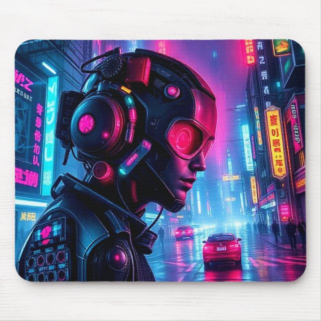 Cyberpunk Night City Pilot XL Gaming Desk Mat Mouse Pad (Front)