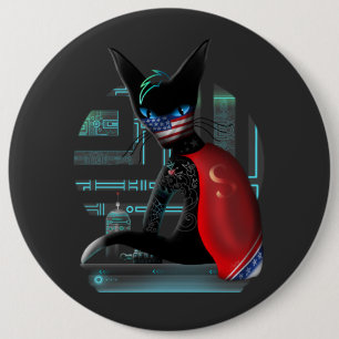  Cyberpunk Ninja Black Cat 6 Cm Round Badge
