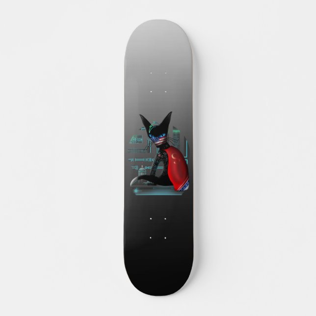  Cyberpunk Ninja Black Cat Skateboard (Front)