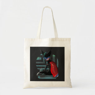 Cyberpunk Ninja Black Cat Tote Bag