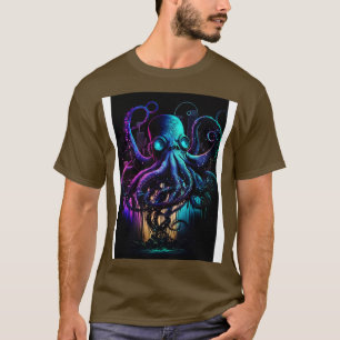 Cyberpunk Octopus Abstract Animal Sea Creature Art T-Shirt