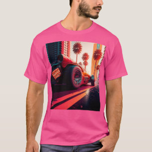 Cyberpunk Outrun City  Automobile Futuristic AI Ge T-Shirt