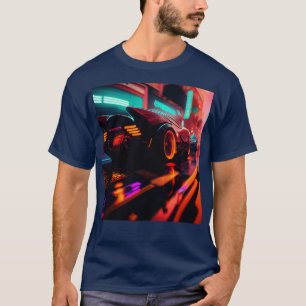 Cyberpunk Outrun City  Automobile Futuristic AI Ge T-Shirt