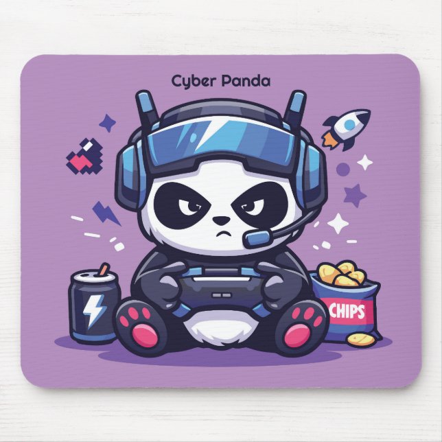 Cyberpunk Panda Gamer Desk Pad - Mouse Pad (Front)