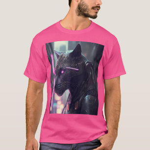 Cyberpunk Panther Sci-Fi Futuristic Wildlife City  T-Shirt