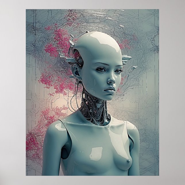 Cyberpunk Paranoid Android Sci-Fi Surreal Wall Poster (Front)