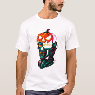 Cyberpunk Pumpkin Skull Halloween Graphic T-Shirt