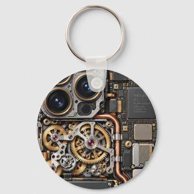 Cyberpunk Quantum Tech Circuit Board Phone Case &  Key Ring (Front)