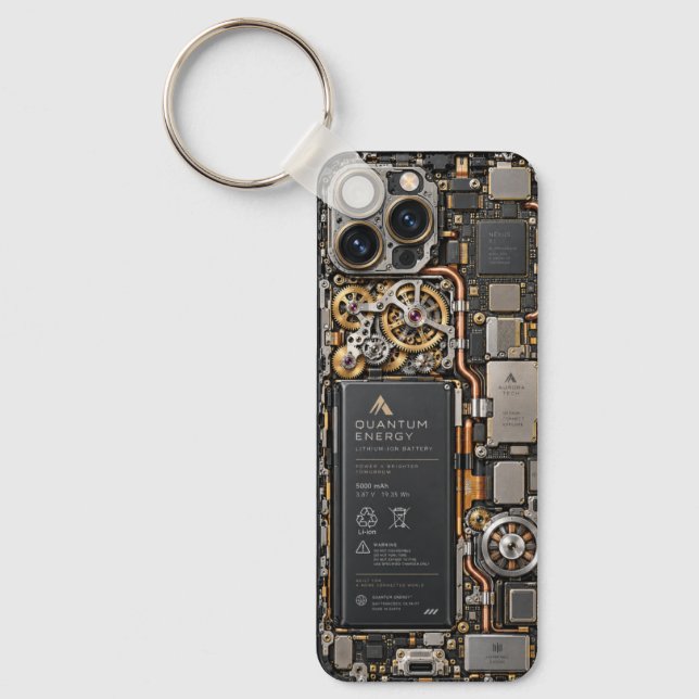 Cyberpunk Quantum Tech Circuit Board Phone Case &  Key Ring (Front)